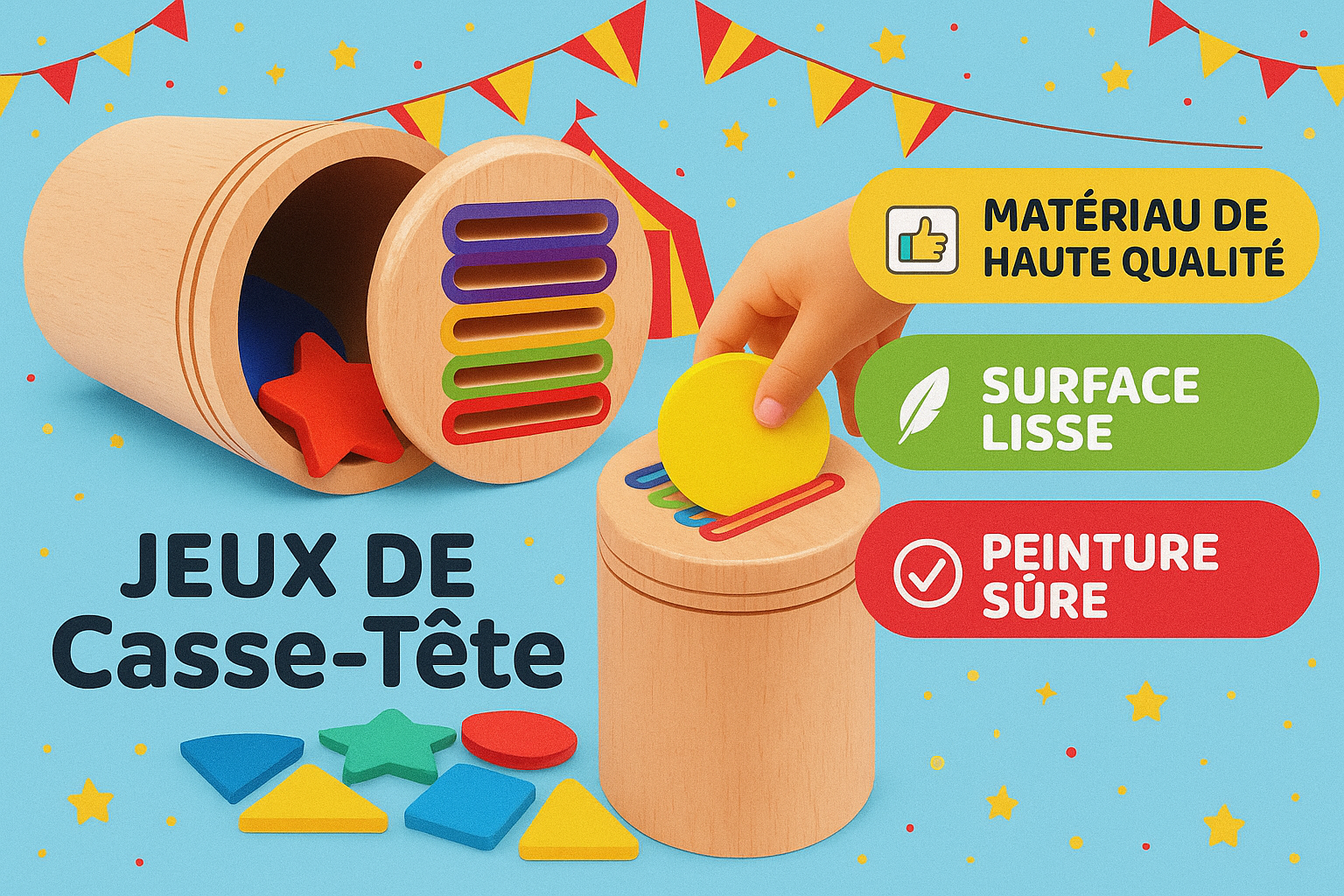 Jouet d'apprentissage en bois (2-5ans)